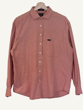Faconnable Albert Goldberg Orange Check Button Up Shirt L